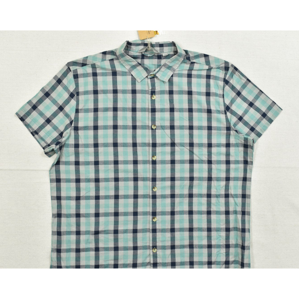 Mountain Warehouse Weekender Shirt 3XL Teal Plaid Check Cotton Short Sleeve Men